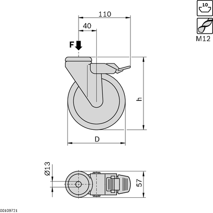 Caster wheel D80 F