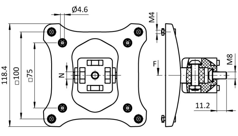 Kit monitor mount + adaptor plate