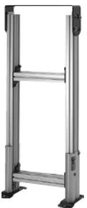 Fixed Height Stand with Foot Pads for a 152mm to 304mm (6in to 12in) wide conveyor. Stand is adjustable from 736.6mm (29in) to 838.2mm (33in). Stand has a base width of 358.9mm (14.13in).
