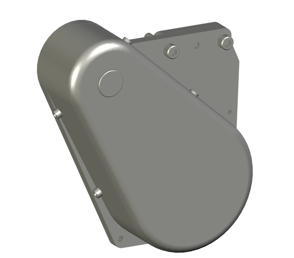 2200 Series Light Load Parallel Shaft Bottom mount package for a 12" wide End Drive conveyor, mounted in the A position, 28:28 pulley ratio *Gearmotor not i